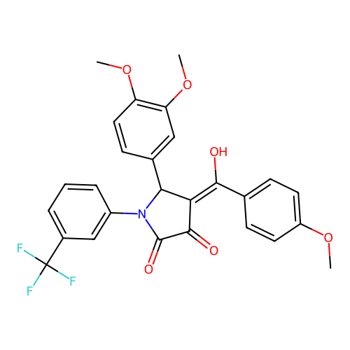 (4E)-5-(3,4-dimethoxyphenyl)-4-[hydroxy(4-methoxyphenyl)methylidene]-1-[3-(trifluoromethyl)phenyl]pyrrolidine-2,3-dione structure