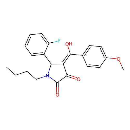 1-butyl-5-(2-fluorophenyl)-3-hydroxy-4-(4-methoxybenzoyl)-1,5-dihydro-2H-pyrrol-2-one structure