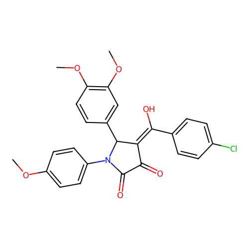 (4E)-4-[(4-chlorophenyl)-hydroxymethylidene]-5-(3,4-dimethoxyphenyl)-1-(4-methoxyphenyl)pyrrolidine-2,3-dione structure