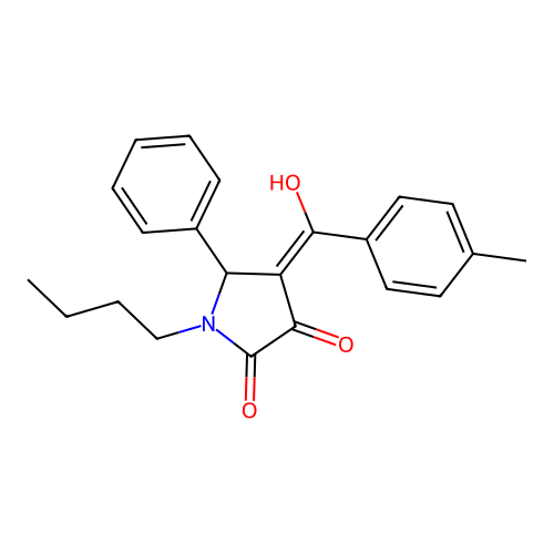 1-butyl-3-hydroxy-4-(4-methylbenzoyl)-5-phenyl-1H-pyrrol-2(5H)-one structure