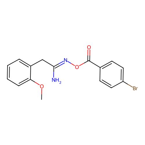 (1Z)-N'-{[(4-bromophenyl)carbonyl]oxy}-2-(2-methoxyphenyl)ethanimidamide structure