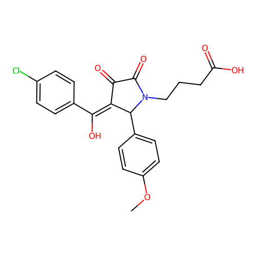 4-[(3E)-3-[(4-chlorophenyl)(hydroxy)methylidene]-2-(4-methoxyphenyl)-4,5-dioxopyrrolidin-1-yl]butanoic acid structure