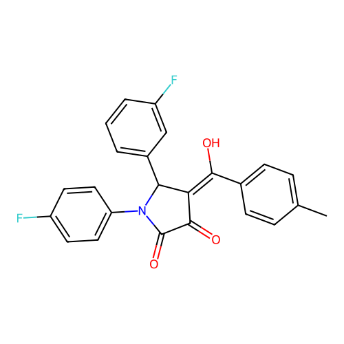 5-(3-fluorophenyl)-1-(4-fluorophenyl)-3-hydroxy-4-(4-methylbenzoyl)-1H-pyrrol-2(5H)-one structure
