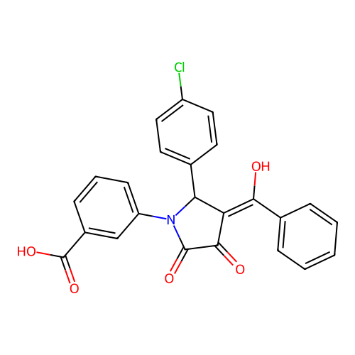 3-[3-benzoyl-2-(4-chlorophenyl)-4-hydroxy-5-oxo-2,5-dihydro-1H-pyrrol-1-yl]benzoic acid structure