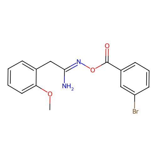 (1Z)-N'-{[(3-bromophenyl)carbonyl]oxy}-2-(2-methoxyphenyl)ethanimidamide structure