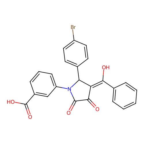 3-[2-(4-bromophenyl)-3-(hydroxy-phenyl-methylidene)-4,5-dioxo-pyrrolidin-1-yl]benzoic Acid structure