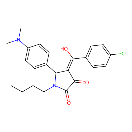 1-butyl-4-(4-chlorobenzoyl)-5-(4-(dimethylamino)phenyl)-3-hydroxy-1H-pyrrol-2(5H)-one structure