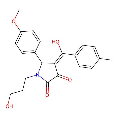(4E)-4-[hydroxy-(4-methylphenyl)methylidene]-1-(3-hydroxypropyl)-5-(4-methoxyphenyl)pyrrolidine-2,3-dione structure