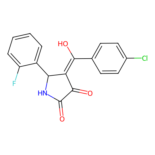 (4E)-4-[(4-chlorophenyl)(hydroxy)methylidene]-5-(2-fluorophenyl)pyrrolidine-2,3-dione structure