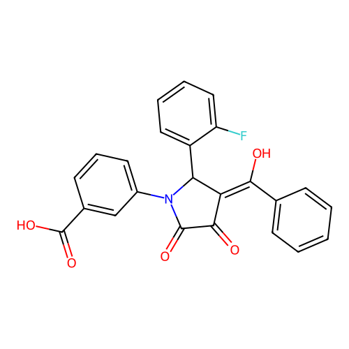 3-[3-benzoyl-2-(2-fluorophenyl)-4-hydroxy-5-oxo-2,5-dihydro-1H-pyrrol-1-yl]benzoic acid structure