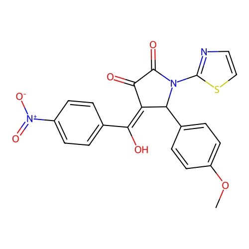 (4E)-4-[hydroxy(4-nitrophenyl)methylidene]-5-(4-methoxyphenyl)-1-(1,3-thiazol-2-yl)pyrrolidine-2,3-dione structure
