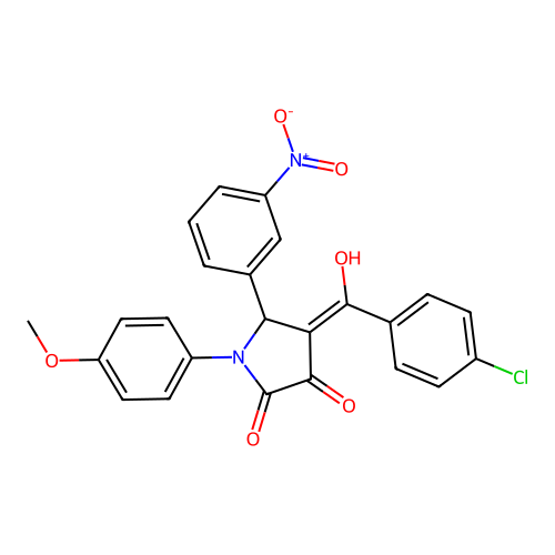 4-(4-chlorobenzoyl)-3-hydroxy-1-(4-methoxyphenyl)-5-(3-nitrophenyl)-1H-pyrrol-2(5H)-one structure