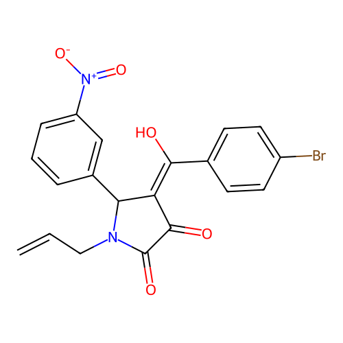 1-allyl-4-(4-bromobenzoyl)-3-hydroxy-5-(3-nitrophenyl)-1,5-dihydro-2H-pyrrol-2-one structure