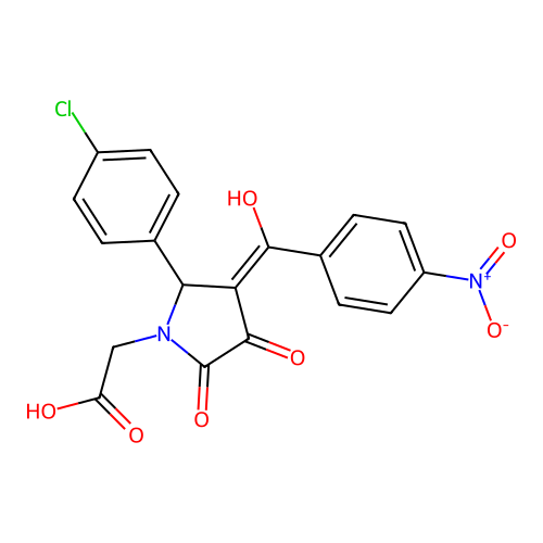 3-hydroxy-1-carboxymethyl-(4-nitrobenzoyl)-5-(4-chlorophenyl)-3-pyrroline-2-one structure