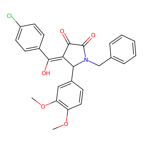 1-benzyl-4-(4-chlorobenzoyl)-5-(3,4-dimethoxyphenyl)-3-hydroxy-1H-pyrrol-2(5H)-one structure