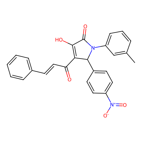 3-hydroxy-1-(3-methylphenyl)-5-(4-nitrophenyl)-4-[(2E)-3-phenylprop-2-enoyl]-1,5-dihydro-2H-pyrrol-2-one structure