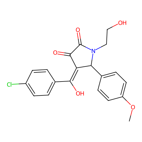(4E)-4-[(4-chlorophenyl)(hydroxy)methylidene]-1-(2-hydroxyethyl)-5-(4-methoxyphenyl)pyrrolidine-2,3-dione structure