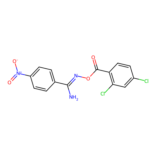 [[Amino-(4-nitrophenyl)methylidene]amino] 2,4-dichlorobenzoate structure