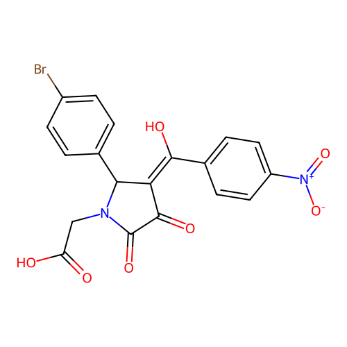 [2-(4-bromophenyl)-4-hydroxy-3-(4-nitrobenzoyl)-5-oxo-2,5-dihydro-1H-pyrrol-1-yl]acetic acid structure