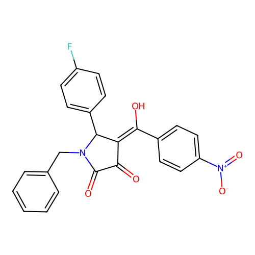 1-benzyl-5-(4-fluorophenyl)-3-hydroxy-4-(4-nitrobenzoyl)-1,5-dihydro-2H-pyrrol-2-one structure