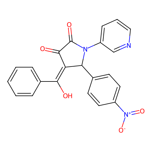 (4E)-4-[hydroxy(phenyl)methylidene]-5-(4-nitrophenyl)-1-pyridin-3-ylpyrrolidine-2,3-dione structure