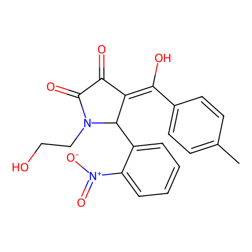 3-hydroxy-1-(2-hydroxyethyl)-4-(4-methylbenzoyl)-5-(2-nitrophenyl)-1H-pyrrol-2(5H)-one structure
