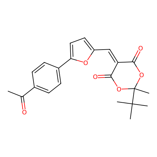 5-{[5-(4-acetylphenyl)-2-furyl]methylene}-2-tert-butyl-2-methyl-1,3-dioxane-4,6-dione structure