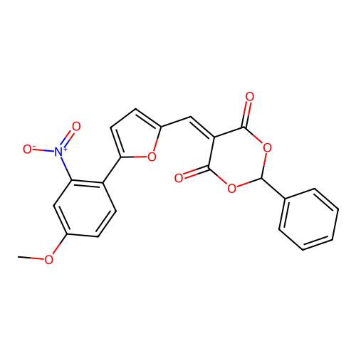 5-{[5-(4-methoxy-2-nitrophenyl)furan-2-yl]methylidene}-2-phenyl-1,3-dioxane-4,6-dione structure