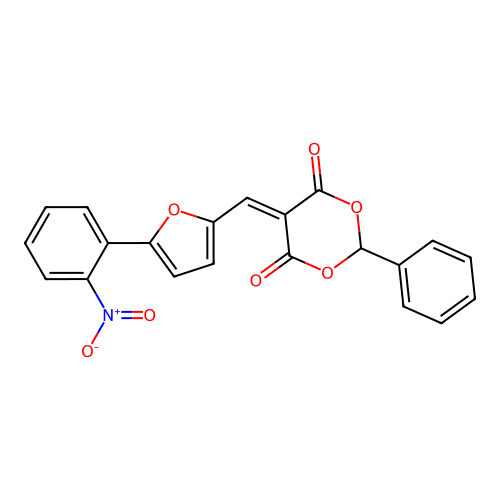 5-{[5-(2-Nitrophenyl)furan-2-yl]methylidene}-2-phenyl-1,3-dioxane-4,6-dione structure