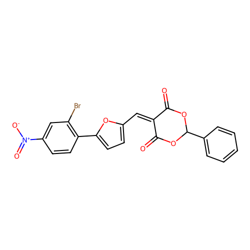 5-{[5-(2-bromo-4-nitrophenyl)furan-2-yl]methylidene}-2-phenyl-1,3-dioxane-4,6-dione structure