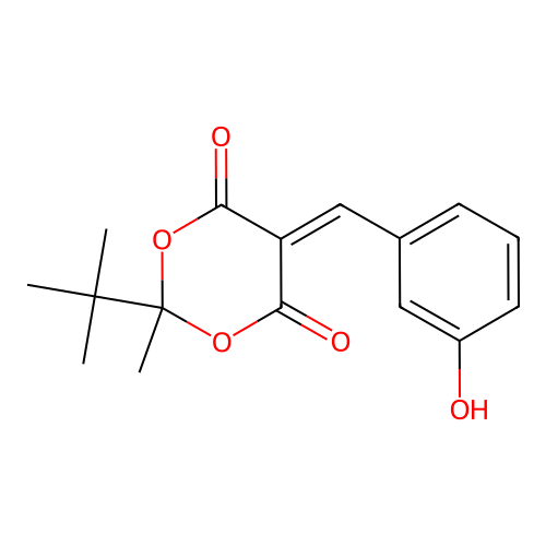 2-Tert-butyl-5-(3-hydroxybenzylidene)-2-methyl-1,3-dioxane-4,6-dione structure