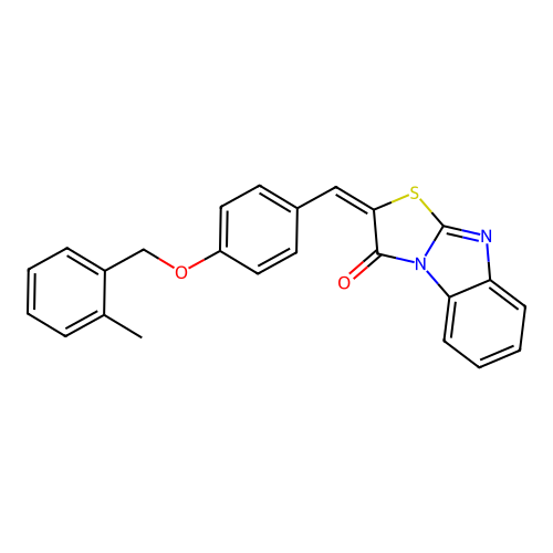 (E)-2-(4-((2-methylbenzyl)oxy)benzylidene)benzo[4,5]imidazo[2,1-b]thiazol-3(2H)-one structure