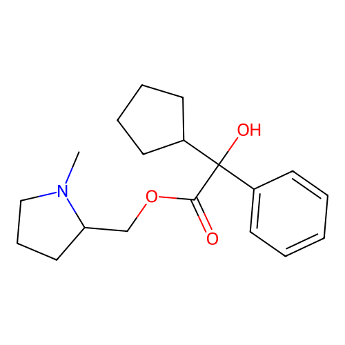 Pyrrolidylmethyl-N-methylcyclopentylphenyl glycolate structure