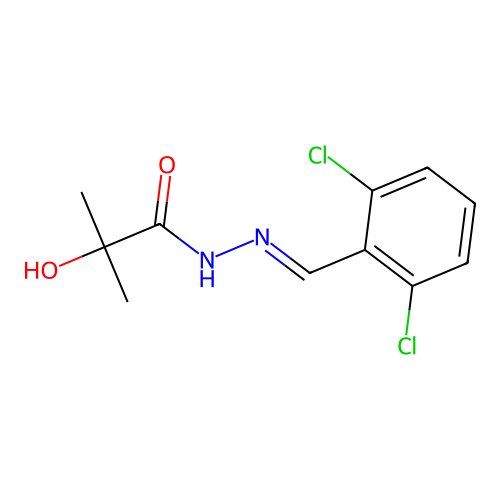 Lactic acid, 2-methyl-, (2,6-dichlorobenzylidene)hydrazide structure