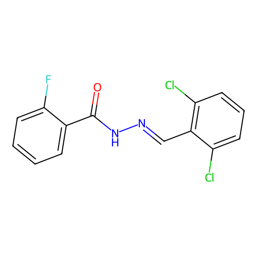 N-[(2,6-dichlorophenyl)methylideneamino]-2-fluorobenzamide structure