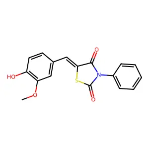 (5E)-5-(4-hydroxy-3-methoxybenzylidene)-3-phenyl-1,3-thiazolidine-2,4-dione structure