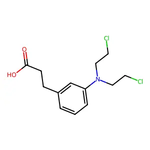 Hydrocinnamic acid, m-(bis(2-chloroethyl)amino)- structure
