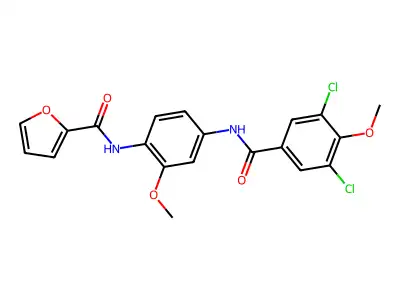 N-[4-[(3,5-dichloro-4-methoxybenzoyl)amino]-2-methoxyphenyl]furan-2-carboxamide structure