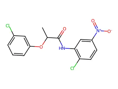 N-(2-chloro-5-nitrophenyl)-2-(3-chlorophenoxy)propanamide structure