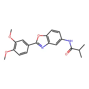 N-[2-(3,4-dimethoxyphenyl)-1,3-benzoxazol-5-yl]-2-methylpropanamide structure