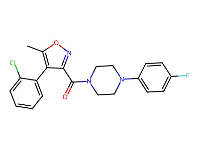 [4-(2-chlorophenyl)-5-methyl-1,2-oxazol-3-yl]-[4-(4-fluorophenyl)piperazin-1-yl]methanone structure