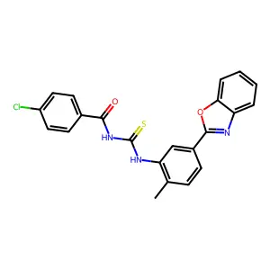 N-[[5-(1,3-benzoxazol-2-yl)-2-methylphenyl]carbamothioyl]-4-chlorobenzamide structure