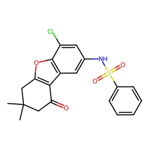 N-(4-chloro-7,7-dimethyl-9-oxo-6,8-dihydrodibenzofuran-2-yl)benzenesulfonamide structure