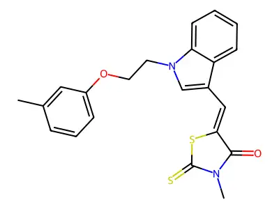 3-Methyl-5-[[1-[2-(3-methylphenoxy)ethyl]-1H-indol-3-yl]methylene]-2-thioxo-4-thiazolidinone structure