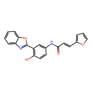 (2E)-N-[3-(1,3-benzoxazol-2-yl)-4-hydroxyphenyl]-3-(furan-2-yl)prop-2-enamide structure