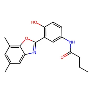 N-[3-(5,7-dimethyl-1,3-benzoxazol-2-yl)-4-hydroxyphenyl]butanamide structure