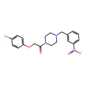 2-(4-Chlorophenoxy)-1-[4-[(3-nitrophenyl)methyl]piperazin-1-yl]ethanone structure