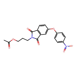 3-[5-(4-nitrophenoxy)-1,3-dioxo-1,3-dihydro-2H-isoindol-2-yl]propyl acetate structure