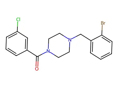 [4-[(2-Bromophenyl)methyl]piperazin-1-yl]-(3-chlorophenyl)methanone structure