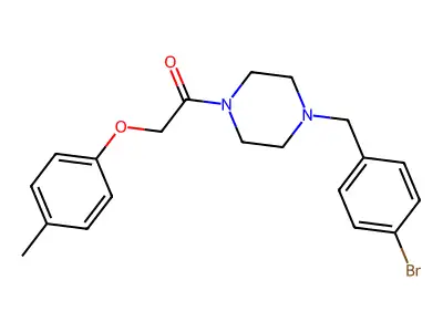 1-[4-[(4-Bromophenyl)methyl]piperazin-1-yl]-2-(4-methylphenoxy)ethanone structure